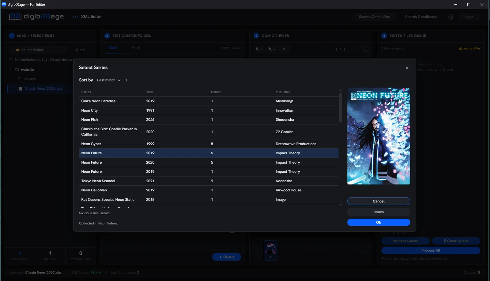 Searching ComicVine from inside the Full Editor