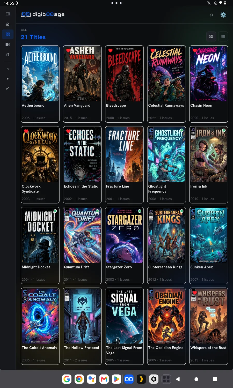 Mobile all comics grid view